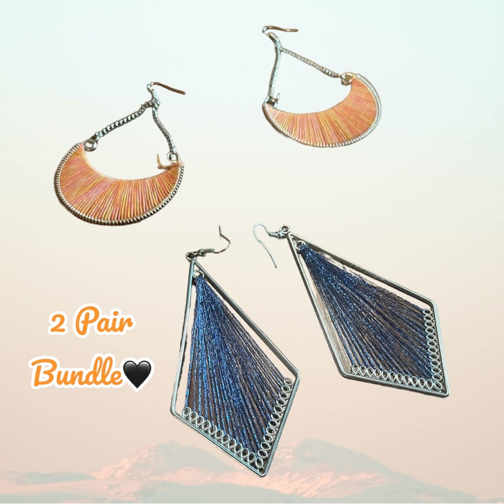 String Art Earrings Two Pair 🖤